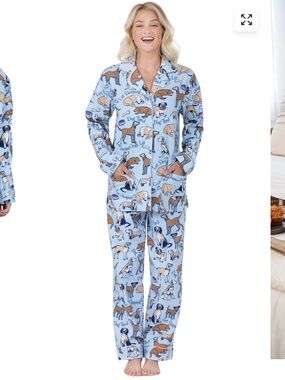 Pajamagram Light Blue Dog Print Women's Pajama Set XL New with tags